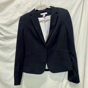 H&M Black Structured Blazer with Notched Lapels